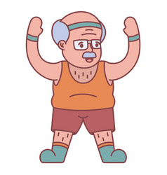 Grandpa Character Exercising Flat