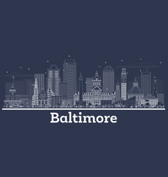 Outline Baltimore Maryland City Skyline