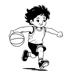 Cartoon Boy Playing Basketball Of A Boy Playing