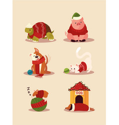 Christmas Cute Turtle Pig Dog And Cat