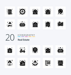 20 Real Estate Solid Glyph Icon Pack Like Rent