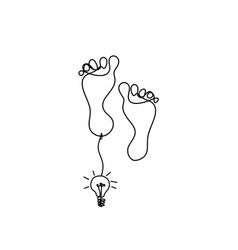 Silhouette Of Abstract Foot With Light Bulb