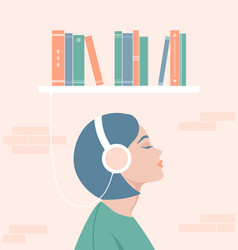 Woman Listening To An Audiobooks Side Portrait Of