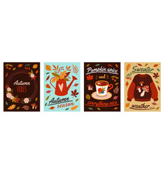 Cartoon Autumn Elements Cards Fall Mood Posters