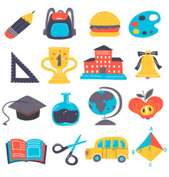 Cartoon Back To School Icon Set