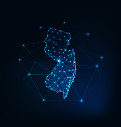 New Jersey State Usa Map Glowing Silhouette Made