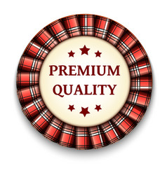 Red Tartan Best Quality Badge With Ribbon