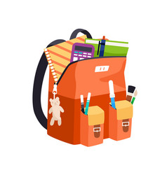 Schoolbag Packed With Stationery Open School Bag