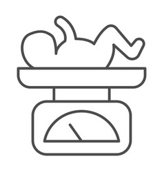 Scales With Newborn Child Thin Line Icon Medical