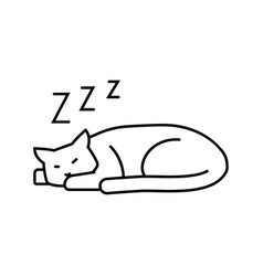 Slumbering Cat Sleep Night Line Icon