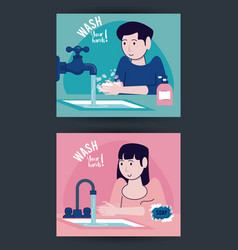 Wash Your Hands Campaign Poster With Couple