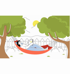 Woman In Hammock Line Concept