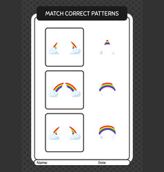 Match Pattern Game With Rainbow Worksheet