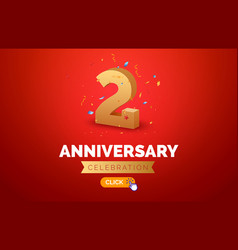 Anniversary Birthday 2 Years Golden Background