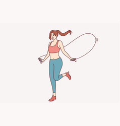 Athletic Woman Jumping On Skipping Rope