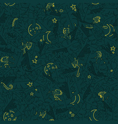 Dark Night Jungle Repeat Pattern With Cheetah Eyes