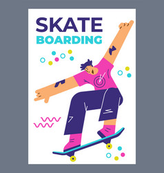 Young Man Riding On Skateboard Poster Template