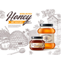 Natural Organic Wildflower Honey In Realistic Jars