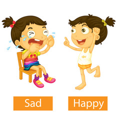 Opposite adjectives words with happy and sad Vector Image