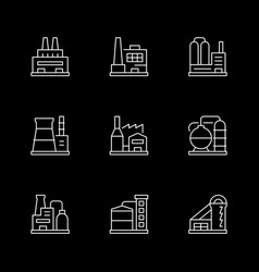 Set Line Icons Of Factory Or Plant