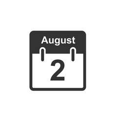 August 2 Calendar Icon Flat