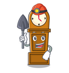 Miner Grandfather Clock Mascot Cartoon