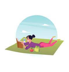 Picnic Banner With Woman Having A Snack