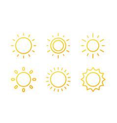 Sun Line Icons Set On White