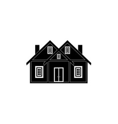 A House With Black Attic On White Background