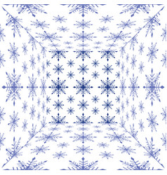 Abstract Blue Snowflake Seamless Pattern