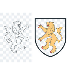 Black Heraldic Rampant Lion 04