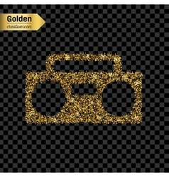 Gold Glitter Icon Of Boombox Isolated