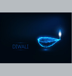 Happy Diwali Greeting Card Template With Glowing