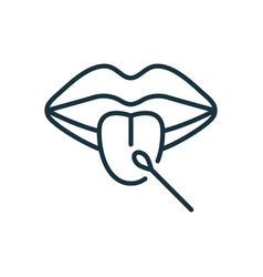 Laboratory Research Of Mouth Saliva Swab Line Icon