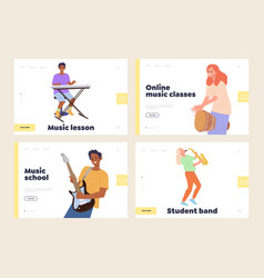 Isolated Set Of Landing Page Music School Online