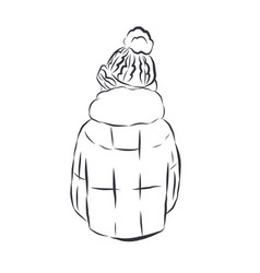 Line Woman Wearing Winter Clothes Isolated