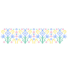 Pattern With Flowers In Cross Stitch Style