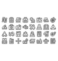 Roadside Assistance Icons Set Outline Car