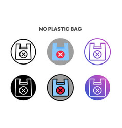 No Plastic Bag Icons Set With Different Styles