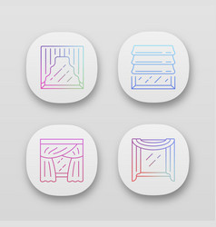 Window Drapes App Icons Set Roman Shades Swags