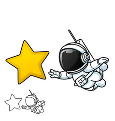 Cute Astronaut Floating Reaching Star