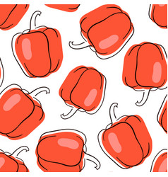 Red Pepper Seamless Pattern Line Art