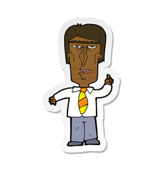 Sticker Of A Cartoon Grumpy Boss