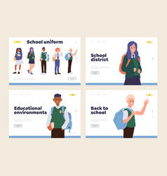 Back To School Isolated Set Of Landing Page