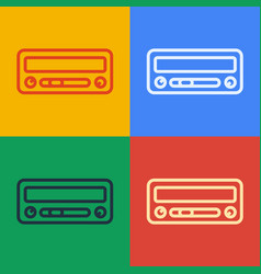 Pop Art Line Car Audio Icon Isolated On Color