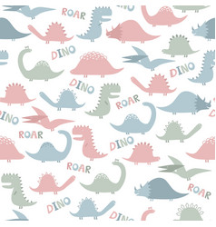 Seamless Pattern With Cute Dinosaur Character