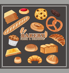 Set Of Bread And Pastry Bakery Products