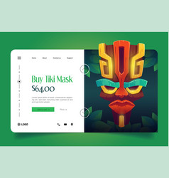 Tiki Masks Shop Banner With Hawaiian Tribal Totem