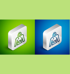 Isometric Line Hoodie Icon Isolated On Green