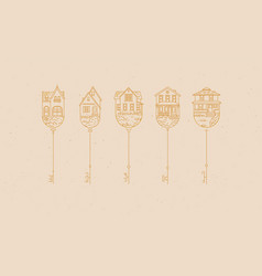 Modern Graphic House Key Collection Beige